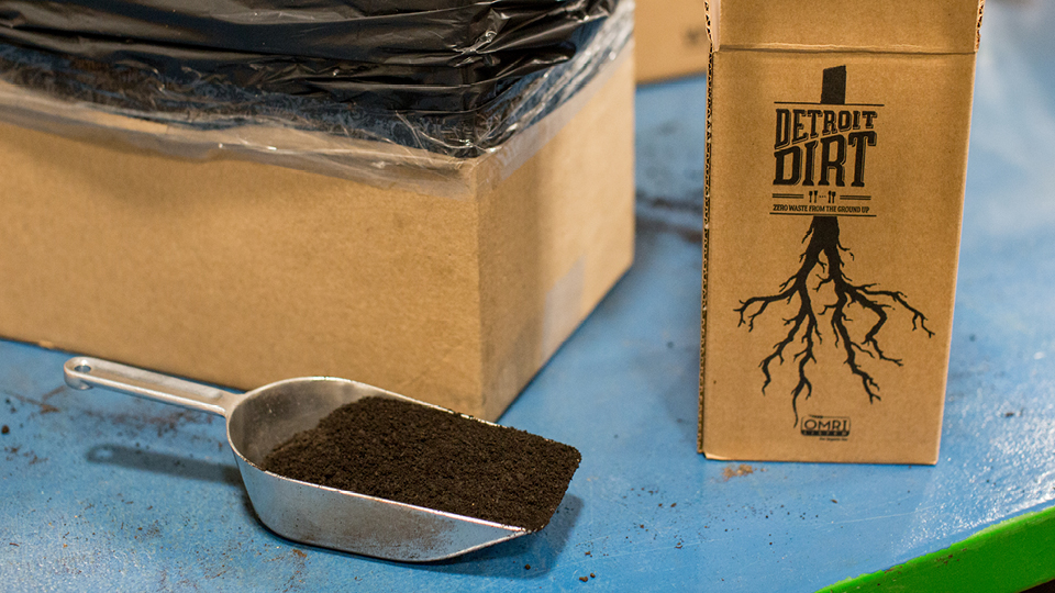 Packaging Detroit Dirt's worm castings at Green Works
