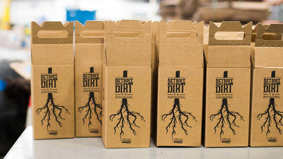 Detroit Dirt's worm casting boxes at Green Works